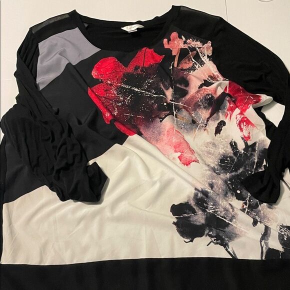 Bundle of 3X tops Dana Buchman Pink Patterned Blouse with Chain Accent and more - Picture 3 of 9